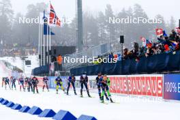03.03.2024, Oslo, Norway (NOR): Anna Magnusson (SWE), Julia Simon (FRA), Anamarija Lampic (SLO), (l-r) - IBU World Cup Biathlon, single mixed relay, Oslo (NOR). www.nordicfocus.com. © Manzoni/NordicFocus. Every downloaded picture is fee-liable.