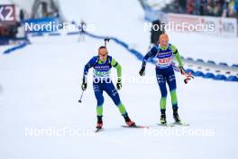 03.03.2024, Oslo, Norway (NOR): Anton Vidmar (SLO), Anamarija Lampic (SLO), (l-r) - IBU World Cup Biathlon, single mixed relay, Oslo (NOR). www.nordicfocus.com. © Manzoni/NordicFocus. Every downloaded picture is fee-liable.