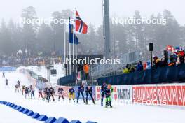 03.03.2024, Oslo, Norway (NOR): Anna Magnusson (SWE), Julia Simon (FRA), Anamarija Lampic (SLO), (l-r) - IBU World Cup Biathlon, single mixed relay, Oslo (NOR). www.nordicfocus.com. © Manzoni/NordicFocus. Every downloaded picture is fee-liable.