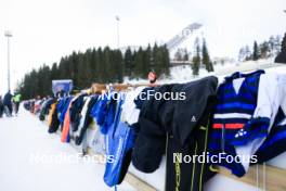 28.02.2024, Oslo, Norway (NOR): Event Feature: cloths are hanging over the fence at the shooting range - IBU World Cup Biathlon, training, Oslo (NOR). www.nordicfocus.com. © Manzoni/NordicFocus. Every downloaded picture is fee-liable.