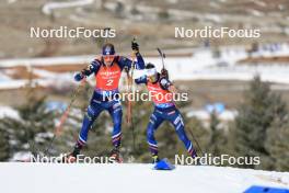10.03.2024, Soldier Hollow, United States of America (USA): Emilien Jacquelin (FRA), Eric Perrot (FRA), (l-r) - IBU World Cup Biathlon, pursuit men, Soldier Hollow (USA). www.nordicfocus.com. © Manzoni/NordicFocus. Every downloaded picture is fee-liable.