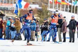 10.03.2024, Soldier Hollow, United States of America (USA): Tommaso Giacomel (ITA), Eric Perrot (FRA), (l-r) - IBU World Cup Biathlon, pursuit men, Soldier Hollow (USA). www.nordicfocus.com. © Manzoni/NordicFocus. Every downloaded picture is fee-liable.
