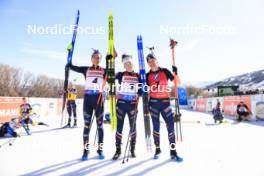 10.03.2024, Soldier Hollow, United States of America (USA): Lisa Vittozzi (ITA), Lou Jeanmonnot (FRA), Julia Simon (FRA), (l-r) - IBU World Cup Biathlon, pursuit women, Soldier Hollow (USA). www.nordicfocus.com. © Manzoni/NordicFocus. Every downloaded picture is fee-liable.