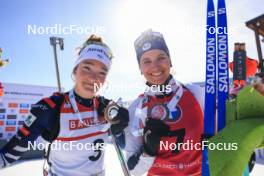 10.03.2024, Soldier Hollow, United States of America (USA): Lou Jeanmonnot (FRA), Julia Simon (FRA), (l-r) - IBU World Cup Biathlon, pursuit women, Soldier Hollow (USA). www.nordicfocus.com. © Manzoni/NordicFocus. Every downloaded picture is fee-liable.