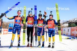 09.03.2024, Soldier Hollow, United States of America (USA): Elvira Oeberg (SWE), Hanna Oeberg (SWE), Mona Brorsson (SWE), Anna Magnusson (SWE), (l-r) - IBU World Cup Biathlon, relay women, Soldier Hollow (USA). www.nordicfocus.com. © Manzoni/NordicFocus. Every downloaded picture is fee-liable.