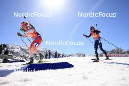 09.03.2024, Soldier Hollow, United States of America (USA): Susanna Meinen (SUI), Michela Carrara (ITA), (l-r) - IBU World Cup Biathlon, relay women, Soldier Hollow (USA). www.nordicfocus.com. © Manzoni/NordicFocus. Every downloaded picture is fee-liable.