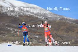 09.03.2024, Soldier Hollow, United States of America (USA): Yuliia Dzhima (UKR), Benita Peiffer (CAN), (l-r) - IBU World Cup Biathlon, relay women, Soldier Hollow (USA). www.nordicfocus.com. © Manzoni/NordicFocus. Every downloaded picture is fee-liable.