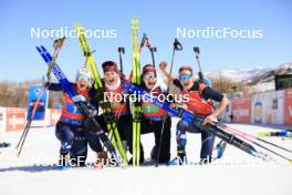 09.03.2024, Soldier Hollow, United States of America (USA): Ingrid Landmark Tandrevold (NOR), Karoline Offigstad Knotten (NOR), Ida Lien (NOR), Juni Arnekleiv (NOR), (l-r) - IBU World Cup Biathlon, relay women, Soldier Hollow (USA). www.nordicfocus.com. © Manzoni/NordicFocus. Every downloaded picture is fee-liable.