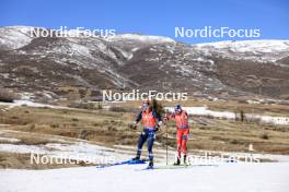 09.03.2024, Soldier Hollow, United States of America (USA): Juni Arnekleiv (NOR), Lisa Theresa Hauser (AUT), (l-r) - IBU World Cup Biathlon, relay women, Soldier Hollow (USA). www.nordicfocus.com. © Manzoni/NordicFocus. Every downloaded picture is fee-liable.