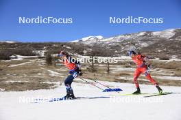 09.03.2024, Soldier Hollow, United States of America (USA): Juni Arnekleiv (NOR), Lisa Theresa Hauser (AUT), (l-r) - IBU World Cup Biathlon, relay women, Soldier Hollow (USA). www.nordicfocus.com. © Manzoni/NordicFocus. Every downloaded picture is fee-liable.