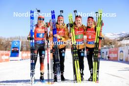 09.03.2024, Soldier Hollow, United States of America (USA): Julia Kink (GER), Vanessa Voigt (GER), Selina Grotian (GER), Janina Hettich-Walz (GER), (l-r) - IBU World Cup Biathlon, relay women, Soldier Hollow (USA). www.nordicfocus.com. © Manzoni/NordicFocus. Every downloaded picture is fee-liable.