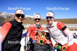 09.03.2024, Soldier Hollow, United States of America (USA): Emily Dickson (CAN), Emma Lunder (CAN), Nadia Moser (CAN), (l-r) - IBU World Cup Biathlon, relay women, Soldier Hollow (USA). www.nordicfocus.com. © Manzoni/NordicFocus. Every downloaded picture is fee-liable.