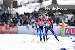 09.03.2024, Soldier Hollow, United States of America (USA): Iryna Petrenko (UKR), Lou Jeanmonnot (FRA), (l-r) - IBU World Cup Biathlon, relay women, Soldier Hollow (USA). www.nordicfocus.com. © Manzoni/NordicFocus. Every downloaded picture is fee-liable.