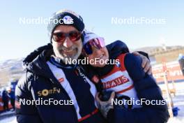 08.03.2024, Soldier Hollow, United States of America (USA): Jean-Pierre Amat (FRA), Olympic Champion and shooting coach Team France, Lou Jeanmonnot (FRA), (l-r) - IBU World Cup Biathlon, sprint women, Soldier Hollow (USA). www.nordicfocus.com. © Manzoni/NordicFocus. Every downloaded picture is fee-liable.