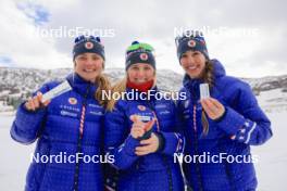 06.03.2024, Soldier Hollow, United States of America (USA): Margie Freed (USA), Chloe Levins (USA), Deedra Irwin (USA), (l-r) - IBU World Cup Biathlon, training, Soldier Hollow (USA). www.nordicfocus.com. © Manzoni/NordicFocus. Every downloaded picture is fee-liable.