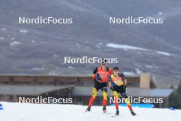 07.03.2024, Soldier Hollow, United States of America (USA): Clement Dumont (FRA), coach Team Belgium, Eve Bouvard (BEL), (l-r) - IBU World Cup Biathlon, training, Soldier Hollow (USA). www.nordicfocus.com. © Manzoni/NordicFocus. Every downloaded picture is fee-liable.