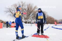 07.03.2024, Soldier Hollow, United States of America (USA): Elvira Oeberg (SWE), Johannes Lukas (GER), Coach Team Sweden, (l-r) - IBU World Cup Biathlon, training, Soldier Hollow (USA). www.nordicfocus.com. © Manzoni/NordicFocus. Every downloaded picture is fee-liable.