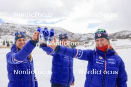 06.03.2024, Soldier Hollow, United States of America (USA): Kelsey Joan Dickinson (USA), Margie Freed (USA), Chloe Levins (USA), (l-r) - IBU World Cup Biathlon, training, Soldier Hollow (USA). www.nordicfocus.com. © Manzoni/NordicFocus. Every downloaded picture is fee-liable.