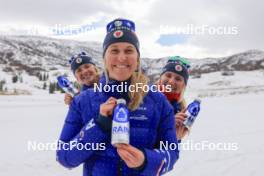 06.03.2024, Soldier Hollow, United States of America (USA): Margie Freed (USA), Kelsey Joan Dickinson (USA), Chloe Levins (USA), (l-r) - IBU World Cup Biathlon, training, Soldier Hollow (USA). www.nordicfocus.com. © Manzoni/NordicFocus. Every downloaded picture is fee-liable.