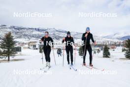 05.03.2024, Soldier Hollow, United States of America (USA): Lena Haecki-Gross (SUI), Aita Gasparin (SUI), Amy Baserga (SUI), (l-r) - IBU World Cup Biathlon, training, Soldier Hollow (USA). www.nordicfocus.com. © Manzoni/NordicFocus. Every downloaded picture is fee-liable.