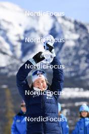 14.03.2024, Canmore, Canada (CAN): Ingrid Landmark Tandrevold (NOR) - IBU World Cup Biathlon, trophies, Canmore (CAN). www.nordicfocus.com. © Manzoni/NordicFocus. Every downloaded picture is fee-liable.