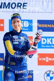 17.03.2024, Canmore, Canada (CAN): Elvira Oeberg (SWE) - IBU World Cup Biathlon, trophies, Canmore (CAN). www.nordicfocus.com. © Manzoni/NordicFocus. Every downloaded picture is fee-liable.