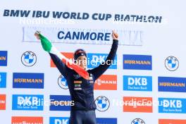 17.03.2024, Canmore, Canada (CAN): Lisa Vittozzi (ITA) - IBU World Cup Biathlon, trophies, Canmore (CAN). www.nordicfocus.com. © Manzoni/NordicFocus. Every downloaded picture is fee-liable.