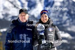 14.03.2024, Canmore, Canada (CAN): Olle Dahlin (SWE), IBU President, Lisa Vittozzi (ITA), (l-r) - IBU World Cup Biathlon, cups, Canmore (CAN). www.nordicfocus.com. © Manzoni/NordicFocus. Every downloaded picture is fee-liable.