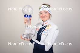 17.03.2024, Canmore, Canada (CAN): Lou Jeanmonnot (FRA) - IBU World Cup Biathlon, trophies, Canmore (CAN). www.nordicfocus.com. © Manzoni/NordicFocus. Every downloaded picture is fee-liable.