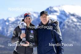 16.03.2024, Canmore, Canada (CAN): Lisa Vittozzi (ITA), Olle Dahlin (SWE), IBU President, (l-r) - IBU World Cup Biathlon, cups, Canmore (CAN). www.nordicfocus.com. © Manzoni/NordicFocus. Every downloaded picture is fee-liable.