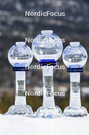 14.03.2024, Canmore, Canada (CAN): IBU trophies for disciplines and the total score - IBU World Cup Biathlon, trophies, Canmore (CAN). www.nordicfocus.com. © Manzoni/NordicFocus. Every downloaded picture is fee-liable.