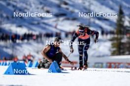 17.03.2024, Canmore, Canada (CAN): Andrea Zattoni (ITA), coach Team Italy, Didier Bionaz (ITA), (l-r) - IBU World Cup Biathlon, mass men, Canmore (CAN). www.nordicfocus.com. © Manzoni/NordicFocus. Every downloaded picture is fee-liable.