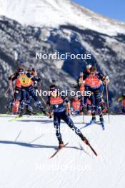 17.03.2024, Canmore, Canada (CAN): Johannes Thingnes Boe (NOR), Tommaso Giacomel (ITA), Vetle Sjaastad Christiansen (NOR), (l-r) - IBU World Cup Biathlon, mass men, Canmore (CAN). www.nordicfocus.com. © Manzoni/NordicFocus. Every downloaded picture is fee-liable.