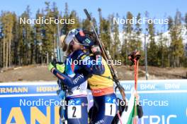17.03.2024, Canmore, Canada (CAN): Ingrid Landmark Tandrevold (NOR), Lisa Vittozzi (ITA), (l-r) - IBU World Cup Biathlon, mass women, Canmore (CAN). www.nordicfocus.com. © Manzoni/NordicFocus. Every downloaded picture is fee-liable.