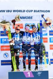 17.03.2024, Canmore, Canada (CAN): Janina Hettich-Walz (GER), Lou Jeanmonnot (FRA), Gilonne Guigonnat (FRA), (l-r) - IBU World Cup Biathlon, mass women, Canmore (CAN). www.nordicfocus.com. © Manzoni/NordicFocus. Every downloaded picture is fee-liable.