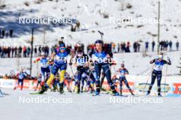 17.03.2024, Canmore, Canada (CAN): Hanna Oeberg (SWE), Lou Jeanmonnot (FRA), Juni Arnekleiv (NOR), (l-r) - IBU World Cup Biathlon, mass women, Canmore (CAN). www.nordicfocus.com. © Manzoni/NordicFocus. Every downloaded picture is fee-liable.
