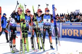 17.03.2024, Canmore, Canada (CAN): Sophia Schneider (GER), Janina Hettich-Walz (GER), Selina Grotian (GER), Vanessa Voigt (GER), (l-r) - IBU World Cup Biathlon, mass women, Canmore (CAN). www.nordicfocus.com. © Manzoni/NordicFocus. Every downloaded picture is fee-liable.