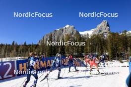 17.03.2024, Canmore, Canada (CAN): Juni Arnekleiv (NOR), Ingrid Landmark Tandrevold (NOR), Julia Simon (FRA), Lena Haecki-Gross (SUI), Justine Braisaz-Bouchet (FRA), (l-r) - IBU World Cup Biathlon, mass women, Canmore (CAN). www.nordicfocus.com. © Manzoni/NordicFocus. Every downloaded picture is fee-liable.