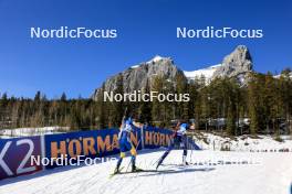 17.03.2024, Canmore, Canada (CAN): Hanna Oeberg (SWE), Gilonne Guigonnat (FRA), (l-r) - IBU World Cup Biathlon, mass women, Canmore (CAN). www.nordicfocus.com. © Manzoni/NordicFocus. Every downloaded picture is fee-liable.