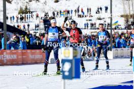 17.03.2024, Canmore, Canada (CAN): Lou Jeanmonnot (FRA), Julia Simon (FRA), Juni Arnekleiv (NOR), (l-r) - IBU World Cup Biathlon, mass women, Canmore (CAN). www.nordicfocus.com. © Manzoni/NordicFocus. Every downloaded picture is fee-liable.