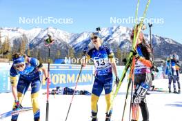 17.03.2024, Canmore, Canada (CAN): Elvira Oeberg (SWE), Mona Brorsson (SWE), Janina Hettich-Walz (GER), (l-r) - IBU World Cup Biathlon, mass women, Canmore (CAN). www.nordicfocus.com. © Manzoni/NordicFocus. Every downloaded picture is fee-liable.