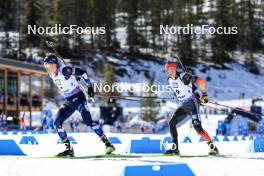 16.03.2024, Canmore, Canada (CAN): Tarjei Boe (NOR), Danilo Riethmueller (GER), (l-r) - IBU World Cup Biathlon, pursuit men, Canmore (CAN). www.nordicfocus.com. © Manzoni/NordicFocus. Every downloaded picture is fee-liable.