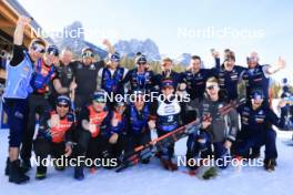 16.03.2024, Canmore, Canada (CAN): Jonne Kahkonen (FIN), coach Team Italy, Mirco Romanin (ITA), Alexander Inderst (ITA), Elia Zeni (ITA), Tommaso Giacomel (ITA), Didier Bionaz (ITA), Patrick Braunhofer (ITA), Fabio Cianciana (ITA), (l-r) - IBU World Cup Biathlon, pursuit men, Canmore (CAN). www.nordicfocus.com. © Manzoni/NordicFocus. Every downloaded picture is fee-liable.