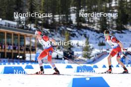 16.03.2024, Canmore, Canada (CAN): Adam Runnalls (CAN), Dominic Unterweger (AUT), (l-r) - IBU World Cup Biathlon, pursuit men, Canmore (CAN). www.nordicfocus.com. © Manzoni/NordicFocus. Every downloaded picture is fee-liable.
