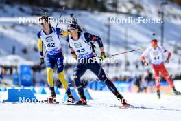 16.03.2024, Canmore, Canada (CAN): Anton Ivarsson (SWE), Didier Bionaz (ITA), (l-r) - IBU World Cup Biathlon, pursuit men, Canmore (CAN). www.nordicfocus.com. © Manzoni/NordicFocus. Every downloaded picture is fee-liable.