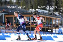 16.03.2024, Canmore, Canada (CAN): Endre Stroemsheim (NOR), Zachary Connelly (CAN), (l-r) - IBU World Cup Biathlon, pursuit men, Canmore (CAN). www.nordicfocus.com. © Manzoni/NordicFocus. Every downloaded picture is fee-liable.