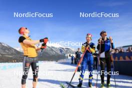 16.03.2024, Canmore, Canada (CAN): Benedikt Doll (GER), Peppe Femling (SWE), Raido Raenkel (EST), (l-r) - IBU World Cup Biathlon, pursuit men, Canmore (CAN). www.nordicfocus.com. © Manzoni/NordicFocus. Every downloaded picture is fee-liable.