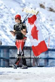 16.03.2024, Canmore, Canada (CAN): Event Feature: Canadian fan with flag - IBU World Cup Biathlon, pursuit men, Canmore (CAN). www.nordicfocus.com. © Manzoni/NordicFocus. Every downloaded picture is fee-liable.
