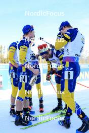 16.03.2024, Canmore, Canada (CAN): Viktor Brandt (SWE), Jesper Nelin (SWE), Peppe Femling (SWE), Sebastian Samuelsson (SWE), (l-r) - IBU World Cup Biathlon, pursuit men, Canmore (CAN). www.nordicfocus.com. © Manzoni/NordicFocus. Every downloaded picture is fee-liable.