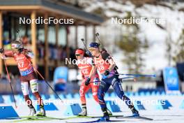 16.03.2024, Canmore, Canada (CAN): Baiba Bendika (LAT), Sophie Chauveau (FRA), (l-r) - IBU World Cup Biathlon, pursuit women, Canmore (CAN). www.nordicfocus.com. © Manzoni/NordicFocus. Every downloaded picture is fee-liable.